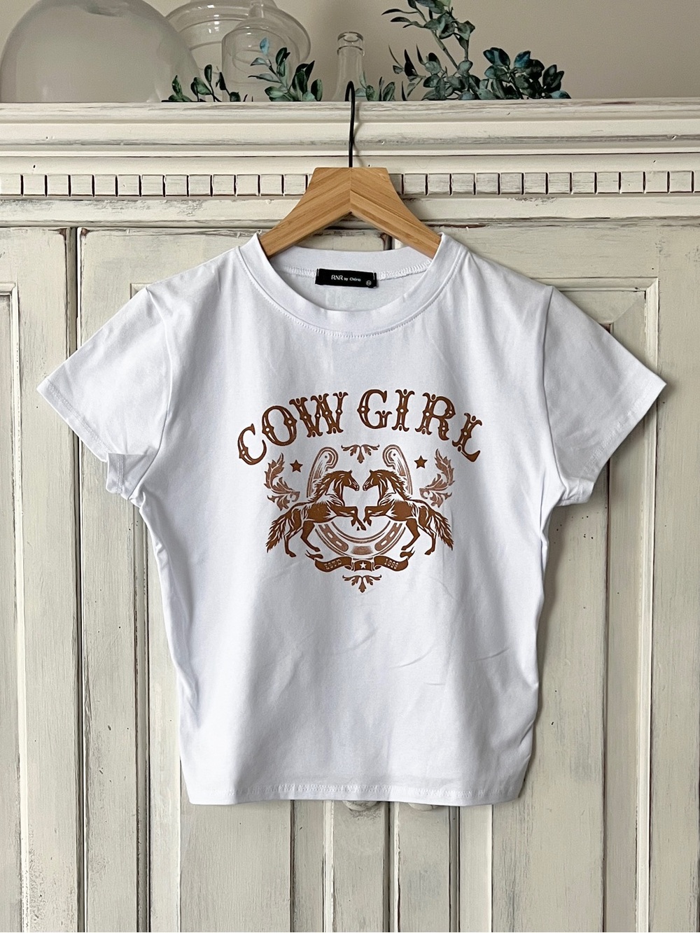 NWT RNR by CHERIE “Cowgirl” Short Sleeve Graphic Tee in White